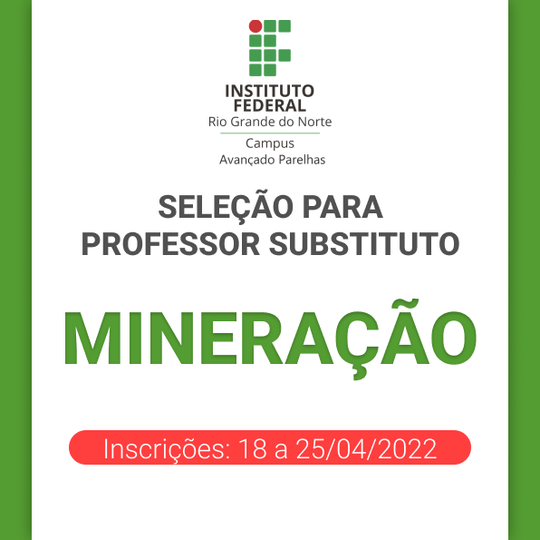 #6886 Divulgado resultado parcial da seleção de Professor Substituto de Mineração