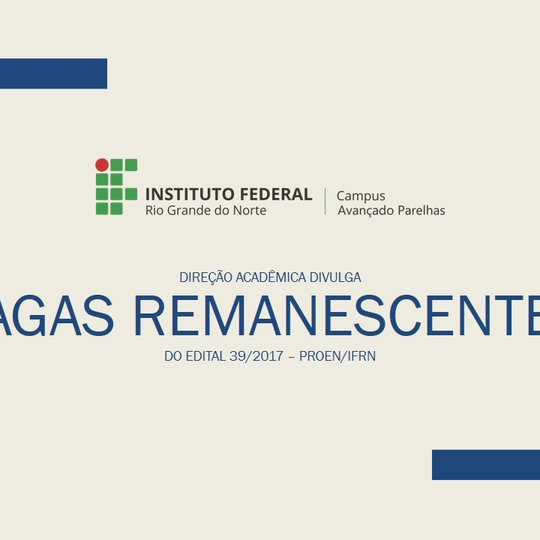 #7020 2ª Chamada para Cursos Integrados do IFRN Campus Avançado Parelhas