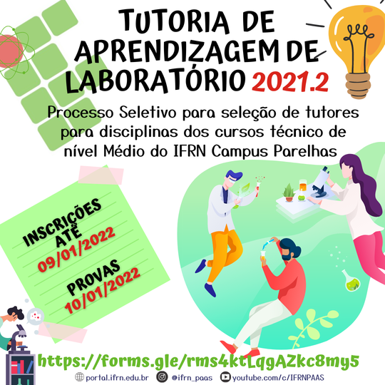 #7266 IFRN/PAAS abre inscrições para o Processo Seletivo do Programa de Tutoria de Aprendizagem e Laboratório (TAL) 2021.2