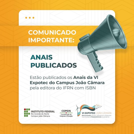 #7510 Anais da VI Expotec publicados no repositório Memoria do IFRN