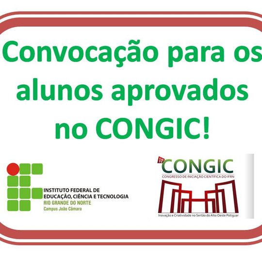 #7672 Convocação para os alunos aprovados no CONGIC