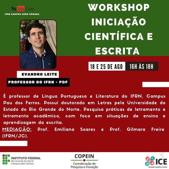 #7879 ✍️🗣️📚WORKSHOP INICIAÇÃO CIENTÍFICA E ESCRITA - IFRN CAMPUS JOÃO CÂMARA/COPEIN-JC