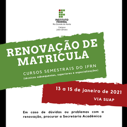 #7989 Campus João Câmara divulga data para a renovação de matrícula
