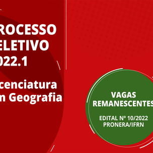 #8419 Publicada chamada de Vagas Remanescentes da Licenciatura em Geografia