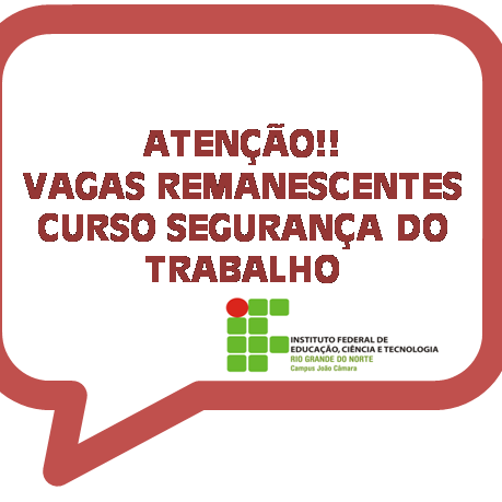 #8713 DIVULGADA LISTA DE VAGAS REMANESCENTES PARA CURSO TÉCNICO DE SEGURANÇA DO TRABALHO 
