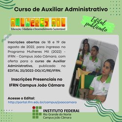#8807 Inscrições para o Programa Mulheres Mil 2022 - IFRN Campus João Câmara