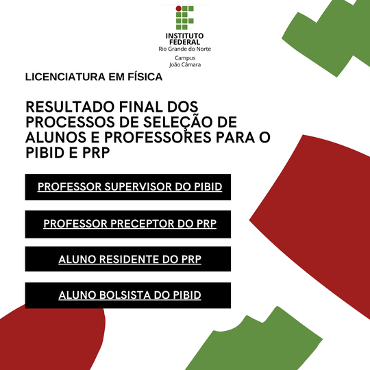 #8869 Divulgado o resultado final dos editais do Programa Institucional de Bolsa de Iniciação à Docência (PIBID) e do Programa de Residência Pedagógica (PRP)