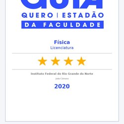 #8977 Curso de Licenciatura em Física do Campus João Câmara conquista quatro estrelas em Guia de Faculdade