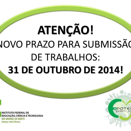 #9049 Prorrogado o prazo para submissão de trabalhos na Expotec 2014
