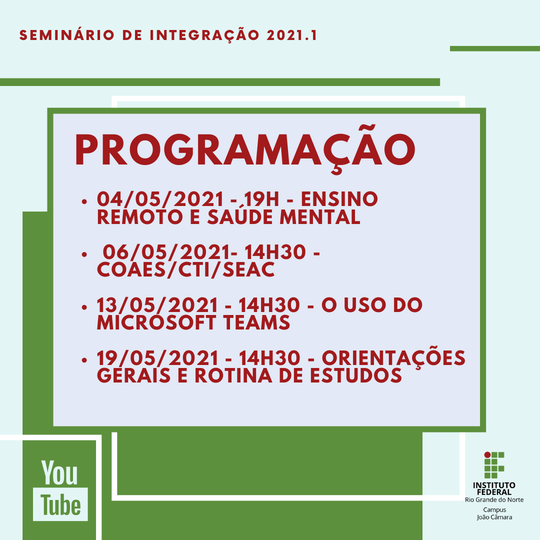 #9352 CONVITE - Seminário de integração para os alunos ingressantes 2021.1 