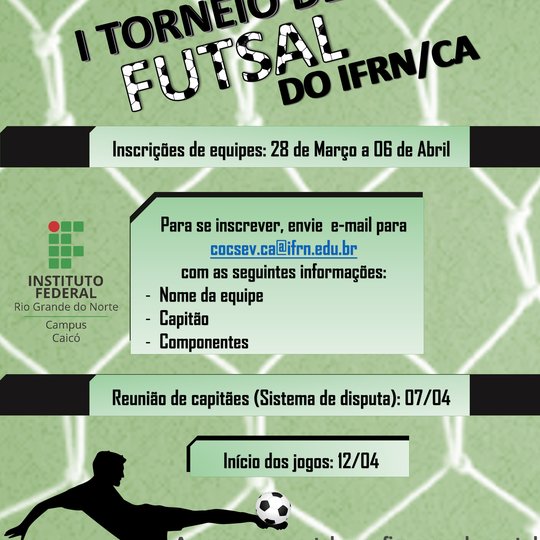 #9767 IFRN Caicó abre inscrições para I Torneio de Futsal