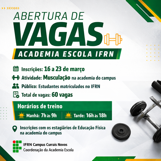 Inscrições abertas para Academia Escola 2026