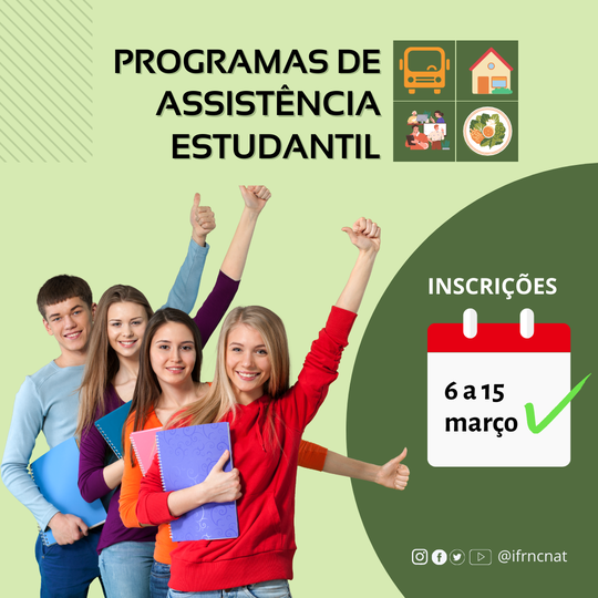Auxílios transporte, Moradia, Apoio a Formação Estudantil (PAFE) e Alimentação