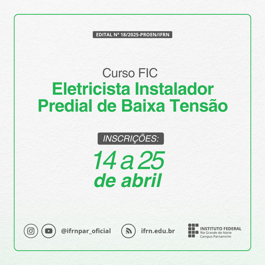 Curso FIC - Eletricista (EJA) 2025.1