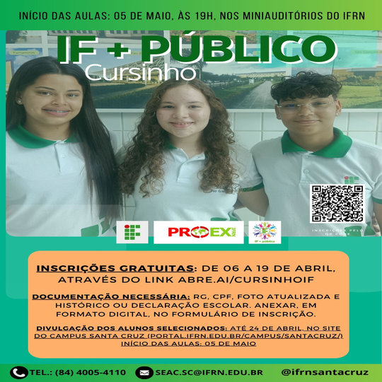 CURSINHO IF + PÚBLICO 2026 do Campus Santa Cruz