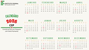 Calendário CEP-IFRN 2026