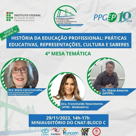 4ª Mesa Temática - História da educação profissional: práticas educativas, representações, cultura e saberes