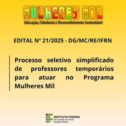 Card processo seletivo professores temporários mulheres mil