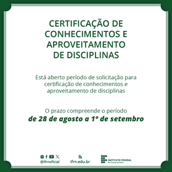 Certificação de Conhecimentos e Aproveitamento de Disciplinas_Redes