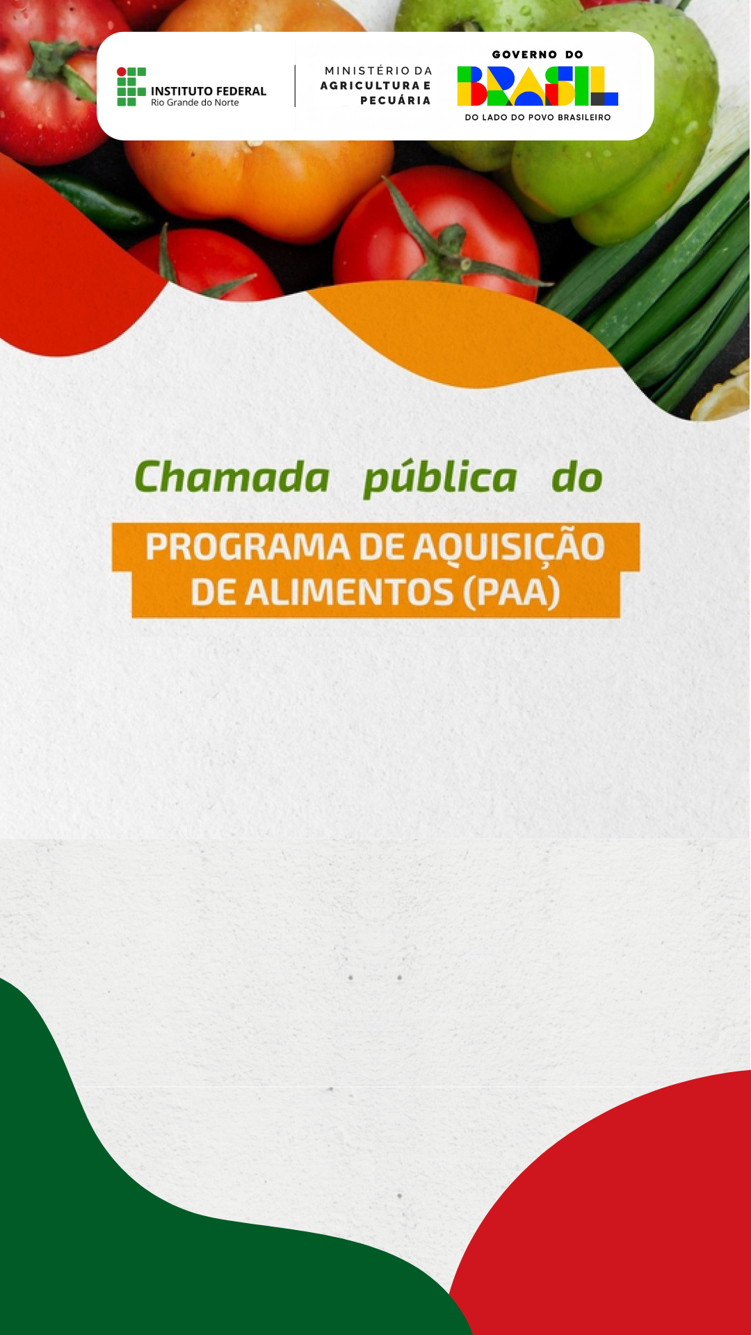 Chamada Pública - Alimentação Escolar (PAA) - Destaque