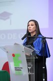 A Professora Ayla Márcia Cordeiro Bizerra foi discursou como paraninfa geral das turmas.