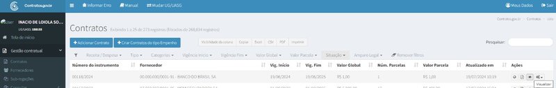 Passo 4) Identifique e visualize o contrato desejado na aba de Ações