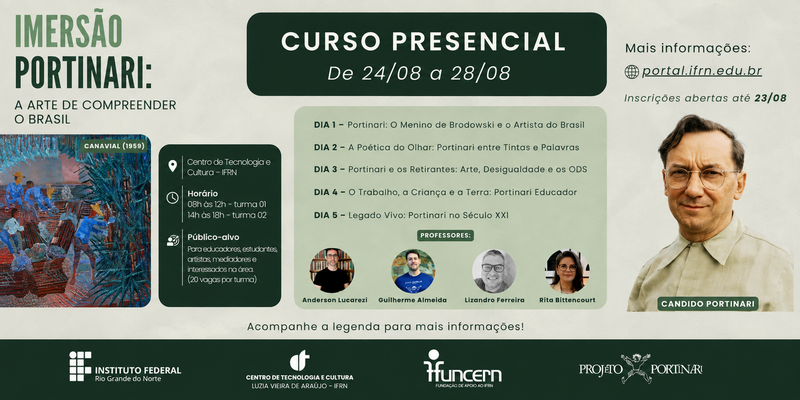 Arte de divulgação do Curso. Autoria: Laurence Campos.