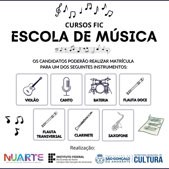 Cursos da Escola de Música 2025 - Campus SGA