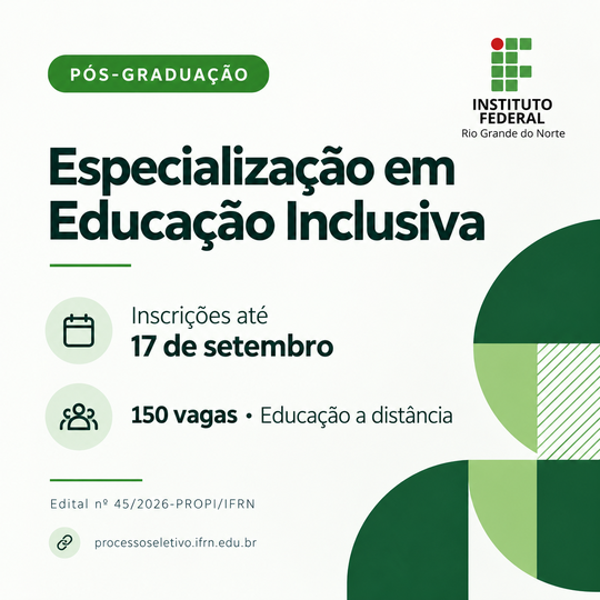 Peça para divulgar inscrições em Especialização em Educação Inclusiva - gerada por IA