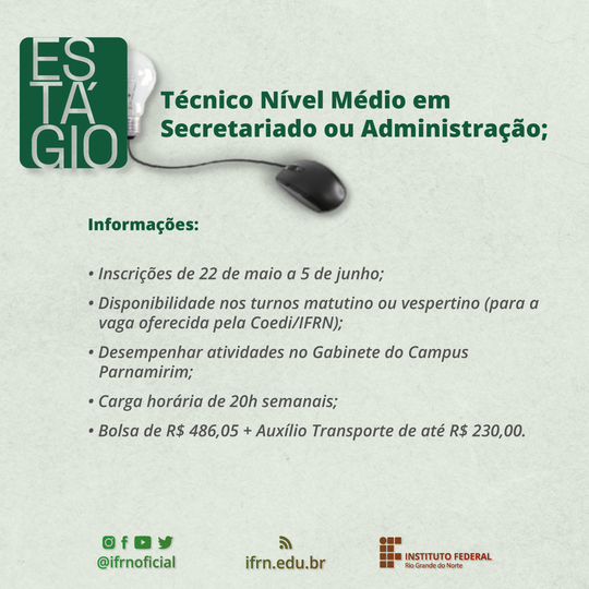 Estágio - Técnico Nível Médio em Secretariado ou Administração