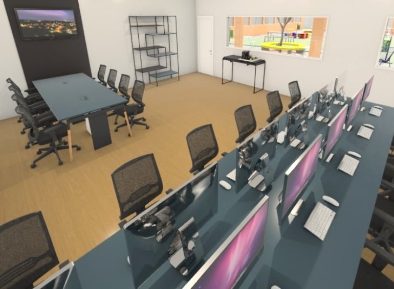 Layout da sala de desenvolvimento de softwares do NOCS 3.0