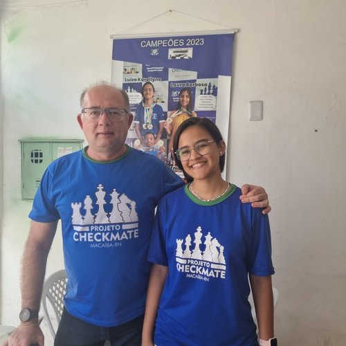 Técnico Jussier Cabral e a atleta Luiza Barbosa
