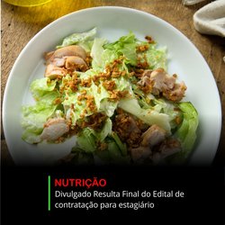 Imagem de uma prato com a imagem de uma salada de folhas e frango, para ilustrar matéria do site