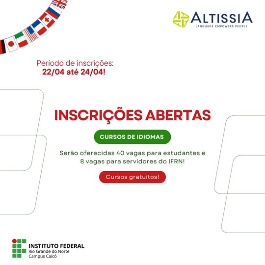 Editais para cursos de língua estrangeira - Imagem do portal