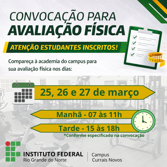 Avaliação física para a Academia Escola
