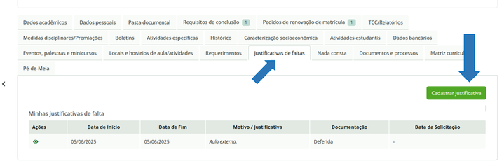 Justificativa de faltas