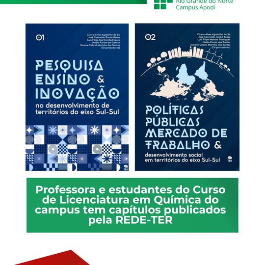 Professora e estudantes do Curso de Licenciatura em Química do campus tem capítulos publicados pela REDE-TER