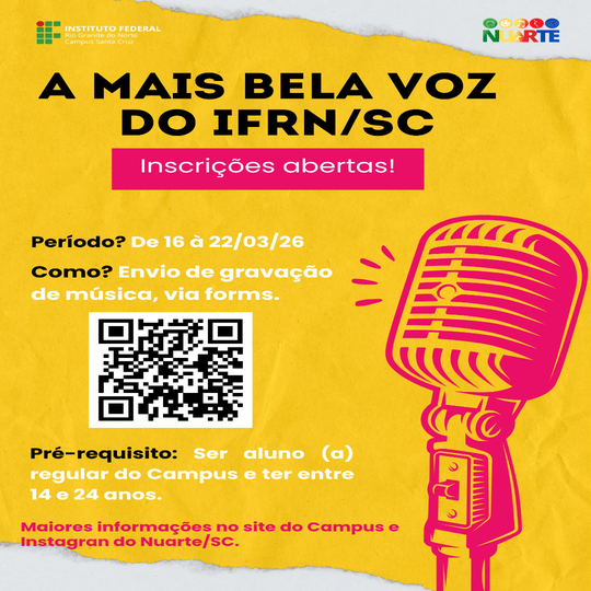 Concurso Municipal A Mais Bela Voz Estudantil 2026  - Santa Cruz