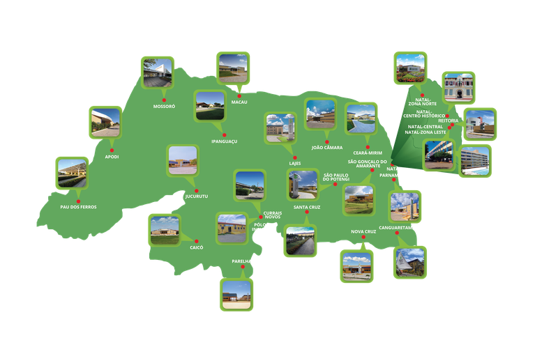 Mapa de Distribuição dos Campi do IFRN