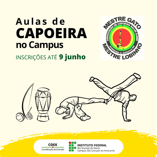 card aula de capoeira no campus