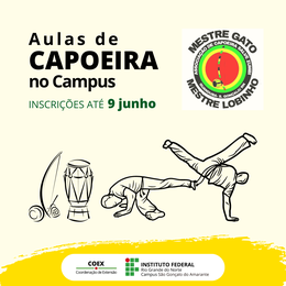 card aula de capoeira no campus