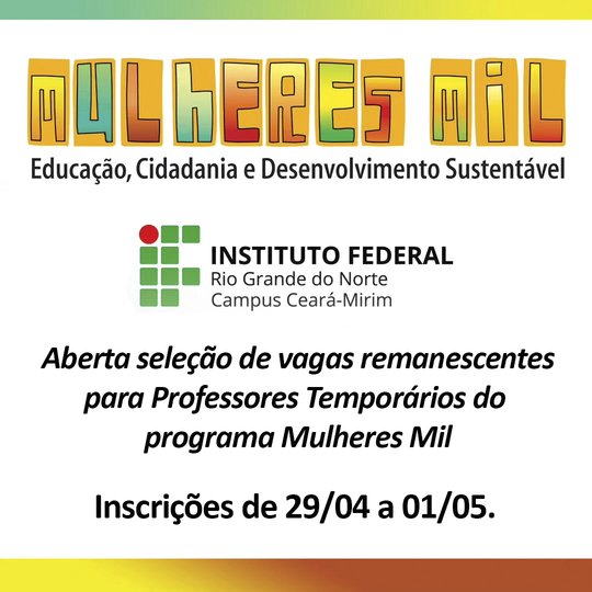 Mulheres Mil 2024 - Vagas Remanescentes Prof Temp