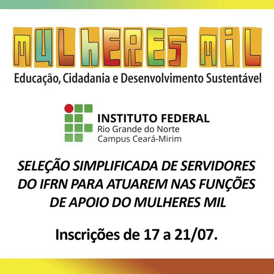Mulheres Mil 2025 - Funções de Apoio - Inscrições