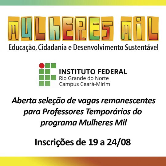 Mulheres Mil 2025 - Professor Temporário - Inscrições