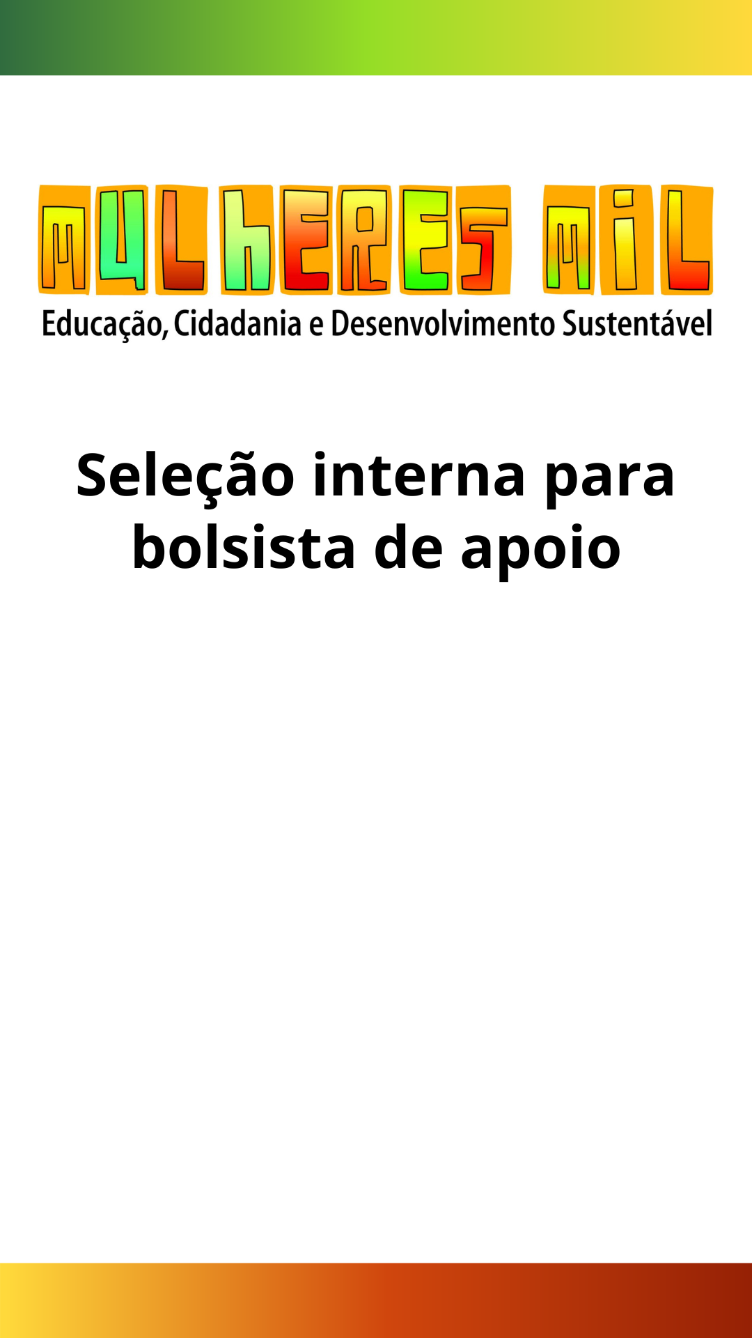 Seleção de bolsista para Mulheres Mil (destaque)