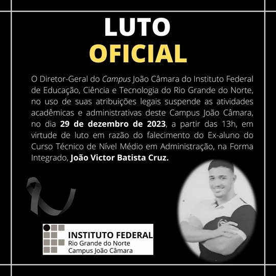 NOTA DE PESAR - João Victor Cruz