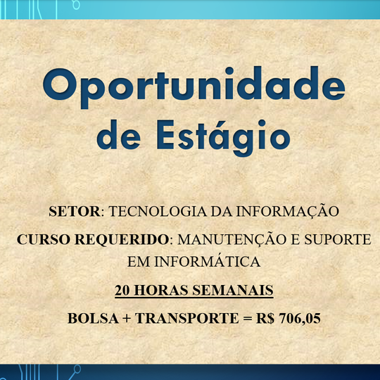Oportunidade de estágio