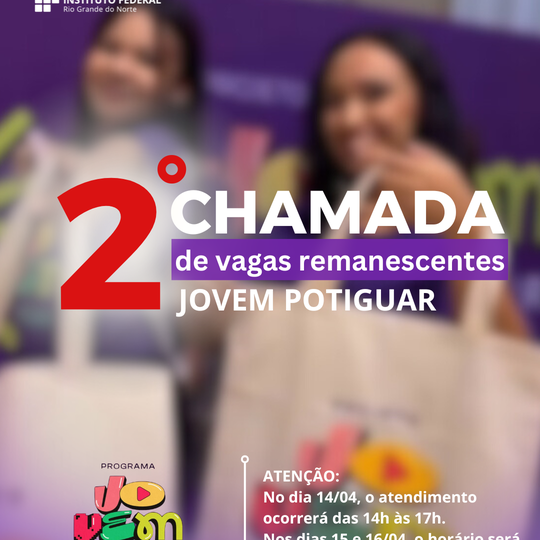 2° chamada de vagas remanescentes para o Programa Jovem Potiguar