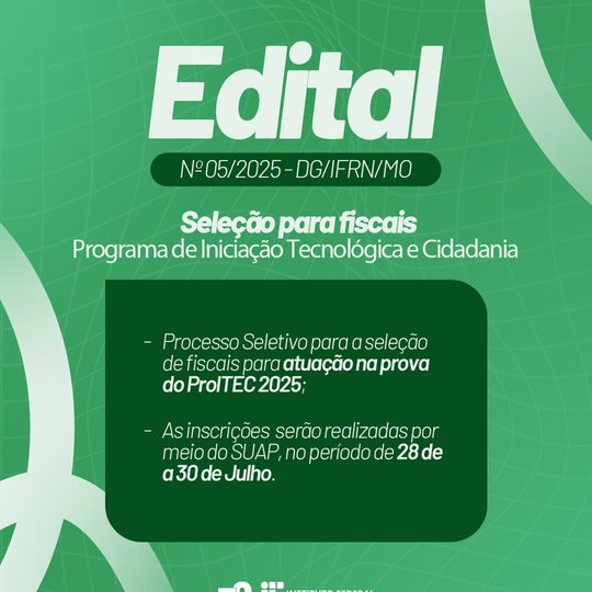 Edital de Seleção para Ficais ProITEC 2025
