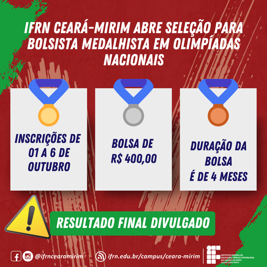 Bolsa para Medalhistas - Resultado Final